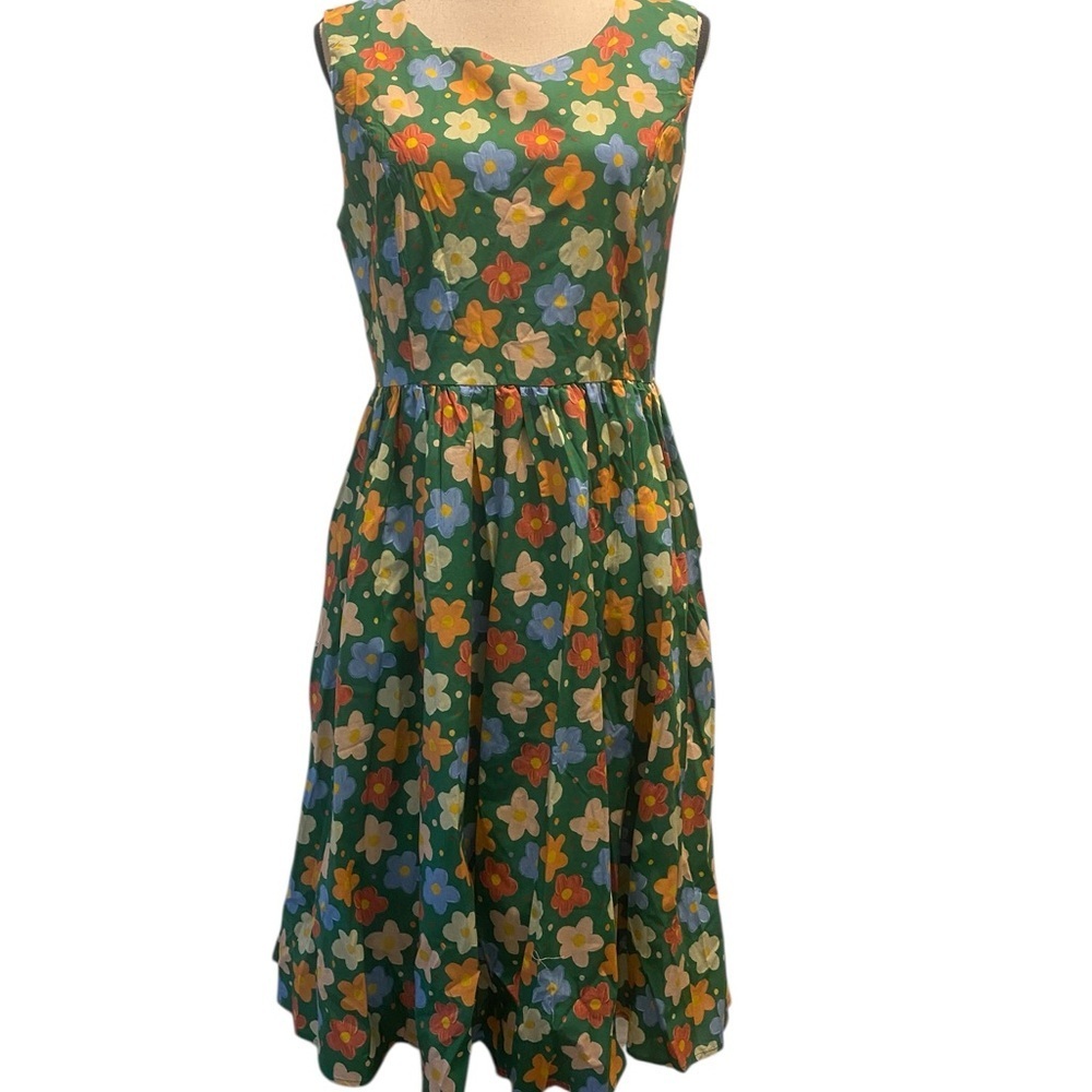 Women’s Floral Vintage Inspired Cottagecore Sleeveless Midi Dress New Size Large